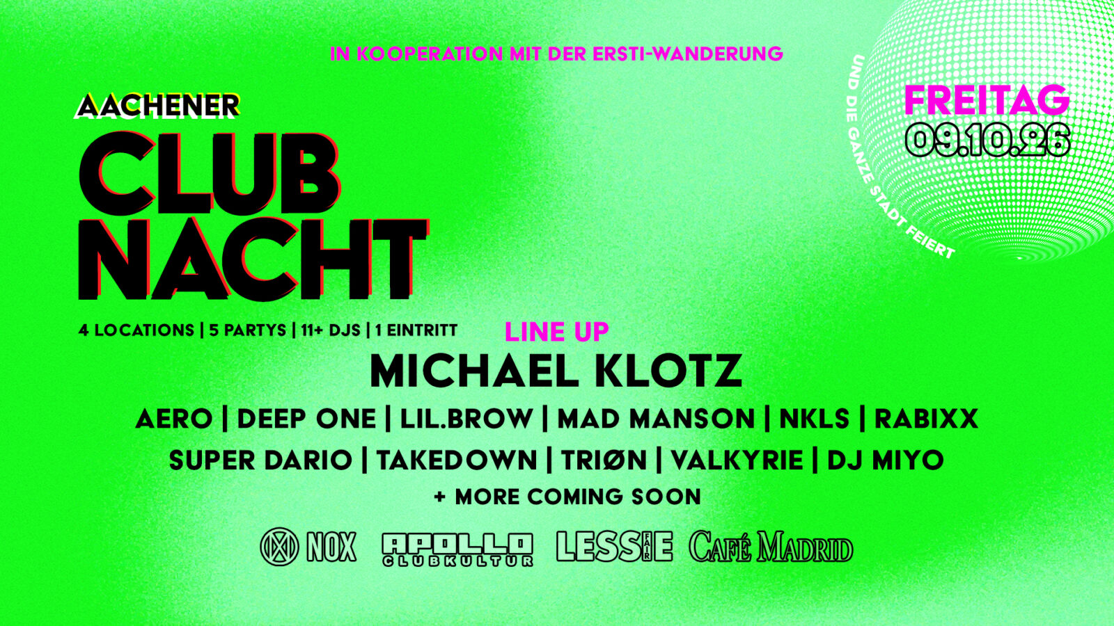 Aachener Clubnacht | 5 Partys | 1 Ticket